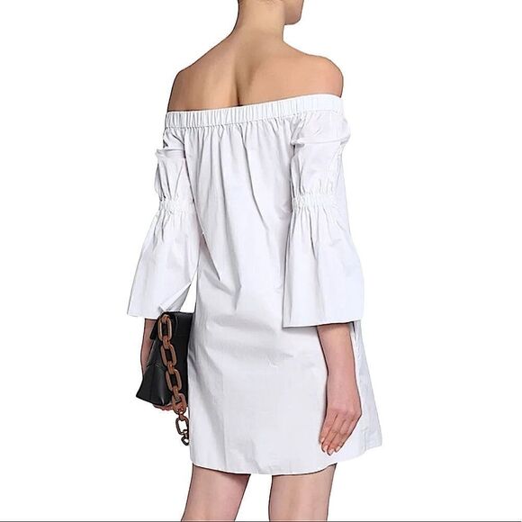 TIBI White Satin Poplin Off the Shoulder Dress - Picture 5 of 13